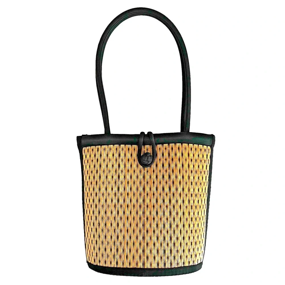 Baskets of‎ Cambodia Saraye Tatami Purse Unique Wicker Bucket Bag NWOT